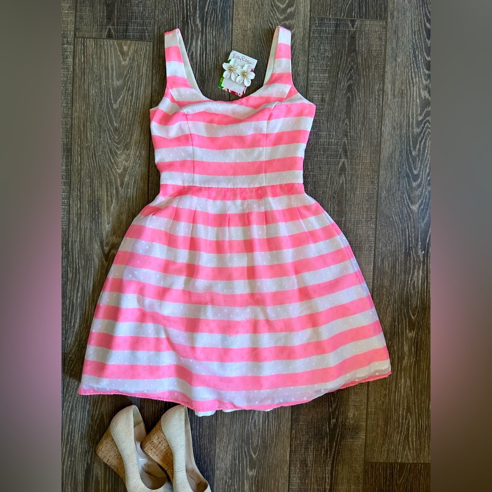 GORGEOUS EUC size 0 pink and white striped Lilly Pulitzer Tank Dress